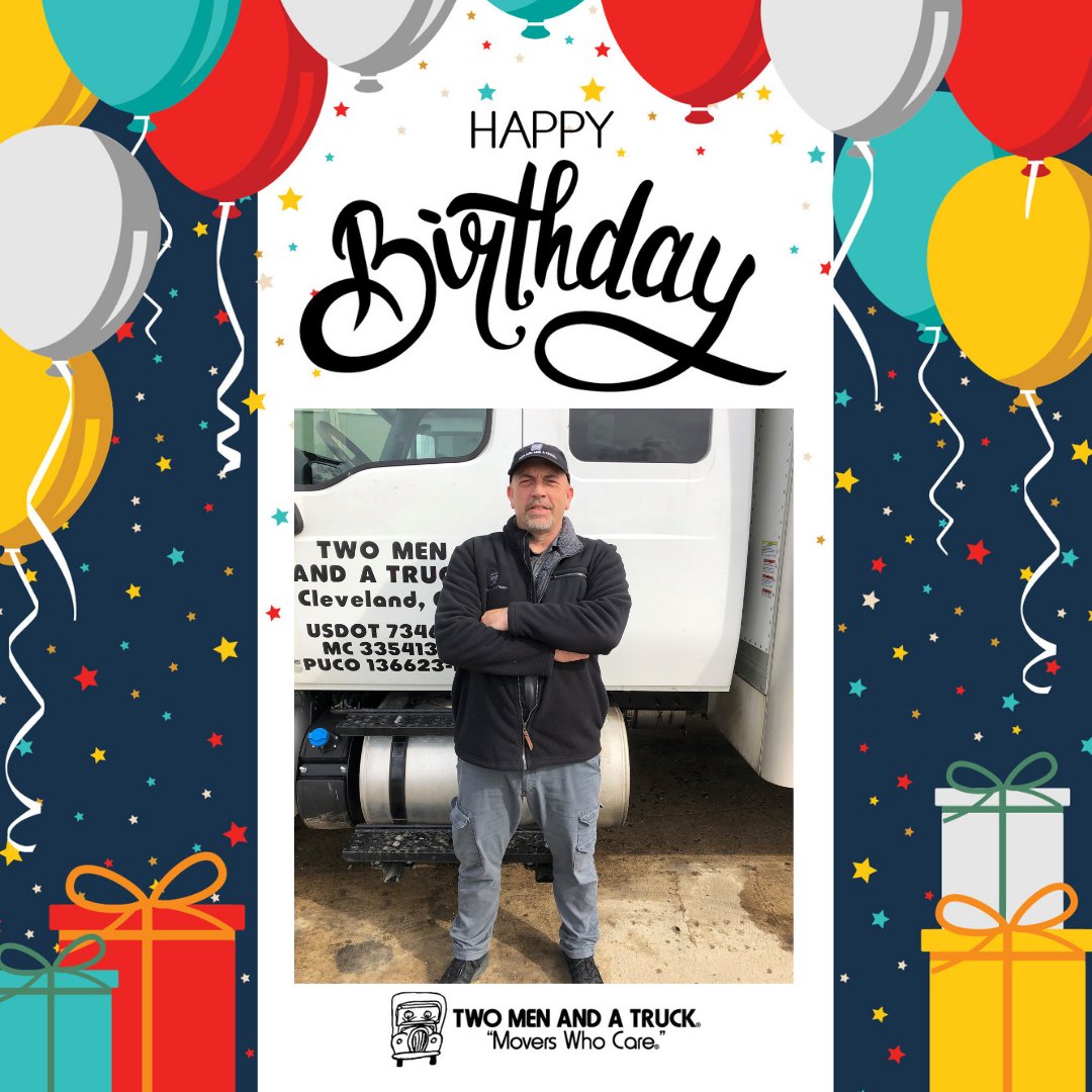 TwoMenCleveland's tweet image. Back to back birthdays, today it's Bill's turn! Happy birthday to our hiring manager Bill S! Have a fantastic day Bill and thank you for all you do for #TMTCleveland! 🎈🚚😁
#WorkBirthday #MoversWhoCare #OctoberBirthday