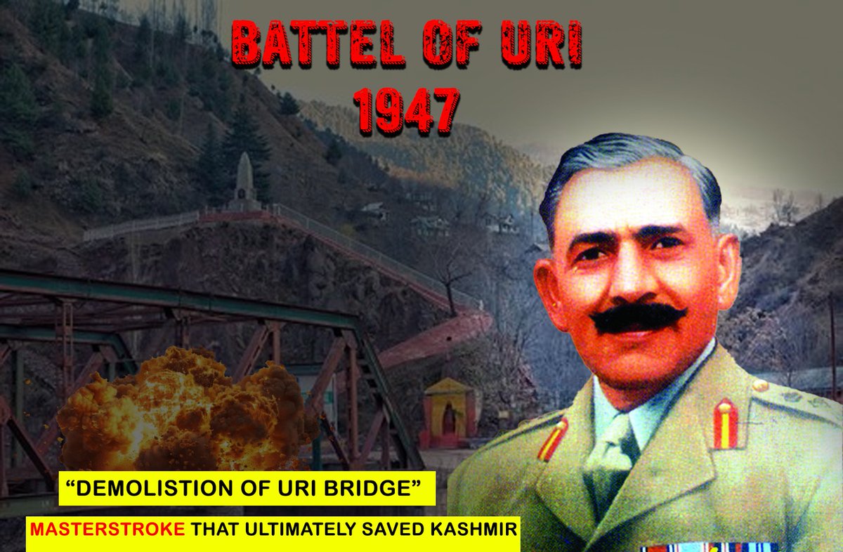 LoneGowher43472's tweet image. The Battle of Uri in 1947 stands as a defining moment in history, with the Indian Army’s decision to destroy the Uri Bridge. This bold move protected #Kashmir from invasion and  #CourageAndCommitment #InMemoryOfHeroes #DefendersOfTheNation #BudgamDay #ShouryaDiwas