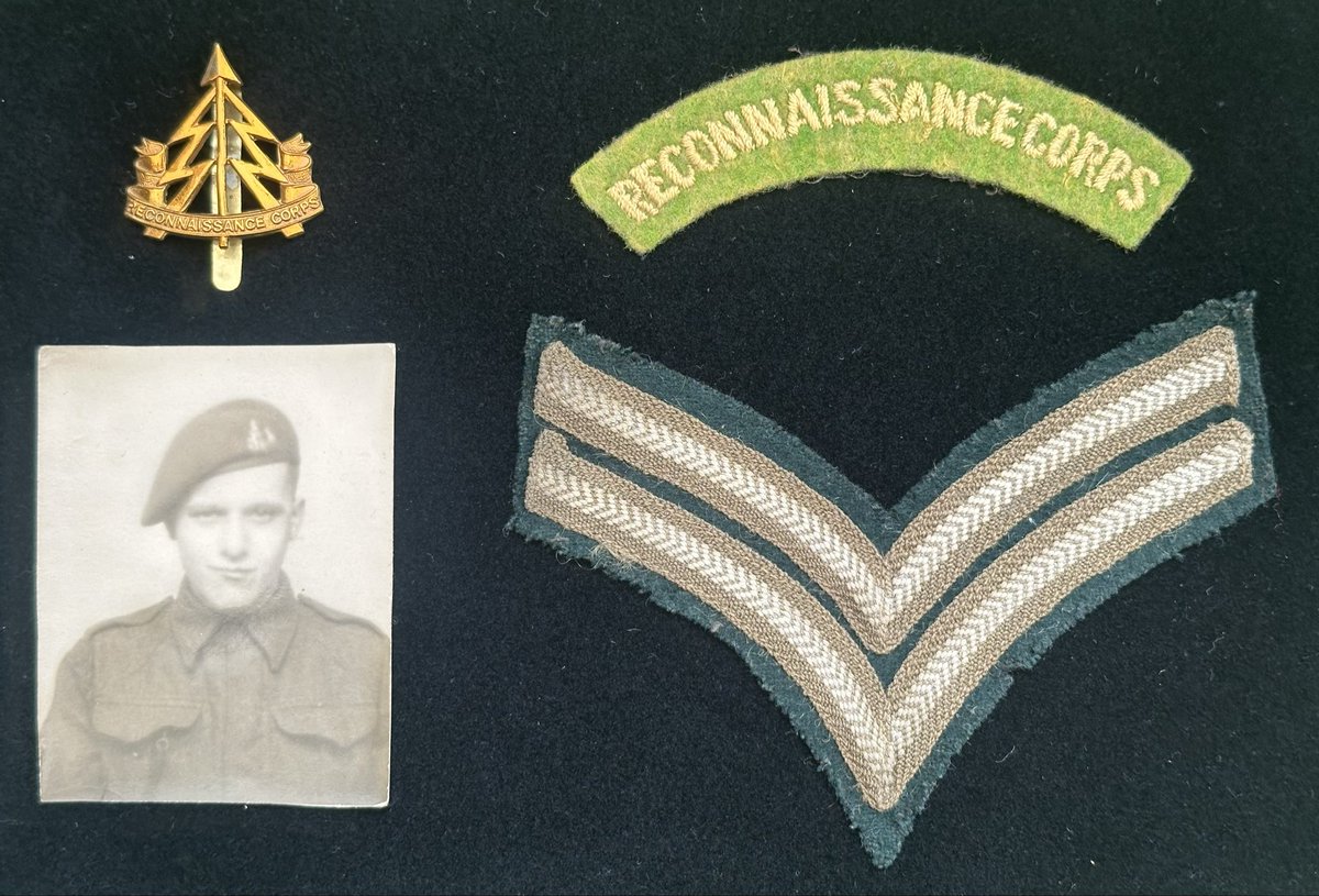 WW2 SWW British Reconnaissance Corps group to Trooper Edward Joe Wailes. With rare shoulder title and green backed Cpl’s stripes along with his cap badge and photograph. The Recce Corps title was only authorised for a month. Selling from my personal collection