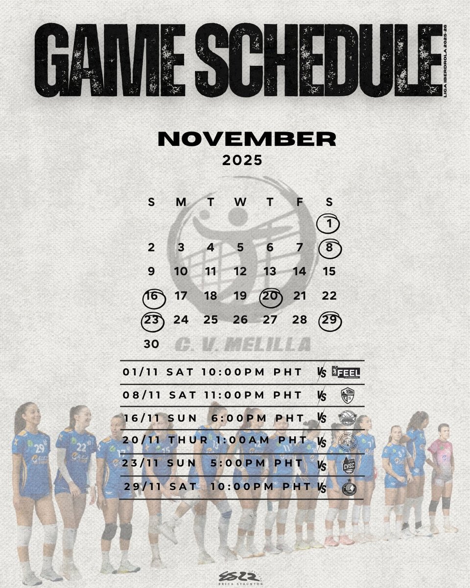 Erica’s month!!!! 😉 

Check out her game schedule this coming November and don’t forget to mark your calendars 🗓️ ✅ to a better month 🥂