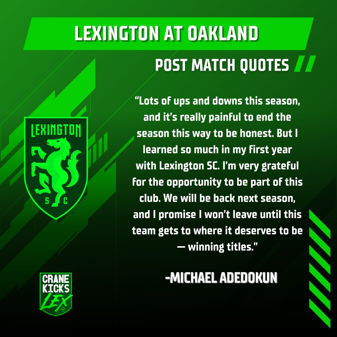 Year 3 of <a href="/LexSCmen/">Lexington Sporting Club Men</a> came to a close last night as the team fell to Oakland, closing the door on our playoff hopes for 2025. See what Coach Boss and Michael Adedokun had to say about the season and where the team’s vision lies for the future.