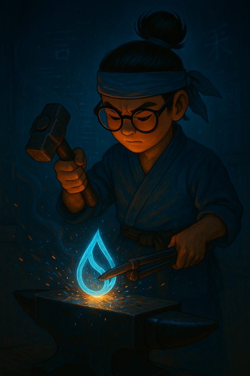 iamsuiofficial's tweet image. Forged in fire, shaped by water.🌊🔥
Let’s make Sui great again.
#IAMSUI 
#WeareSui