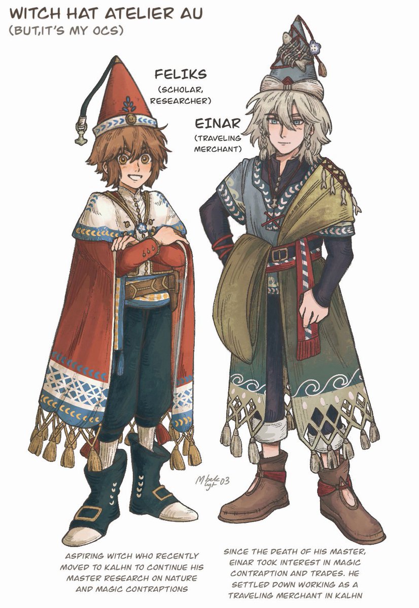 mbekmlyt03's tweet photo. My Ocs in Witch Hat Atelier AU #wha_oc they been running in my mind this days 💕 https://t.co/0DjOh08gUv