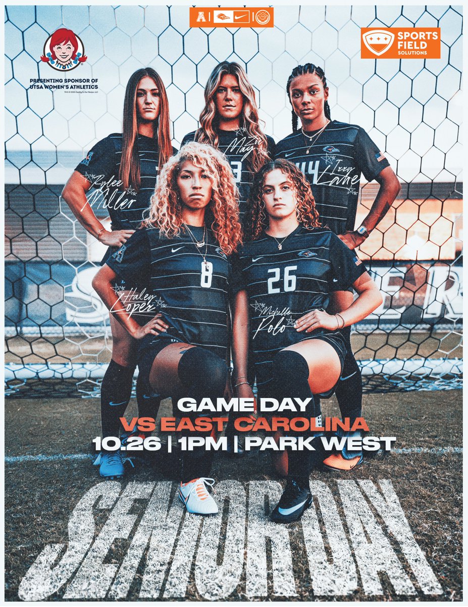 UTSAWSOC's tweet photo. Senior Day Showdown! 🎃

🗣️ pres. by @Wendys 
🆚 East Carolina
🏟️ Park West, SATX
⌚️ 1 p.m.
📰 https://t.co/TrMrgcy7tV
🎟️ https://t.co/3PqipPbHsW
📺 https://t.co/anO7O7VZQh
📊 https://t.co/e9o845ORNM

#BirdsUp🤙 | #UTSADNA | #LetsGo210 | #OLM https://t.co/kpH7XIeKSg