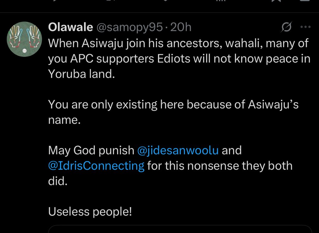 Uptownoflagos's tweet image. Has it gotten to the extent of praying for BAT to d!e?

“Obidients are toxic online” indeed. 📌