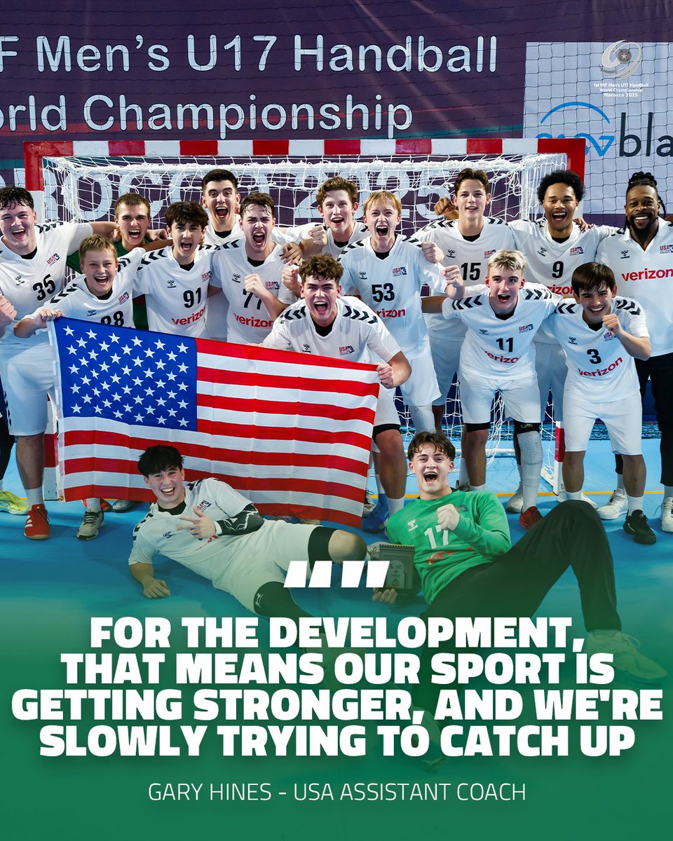 ihfhandball's tweet photo. A stalwart of 🇺🇸 USA men with over 700 goals and still an active player, Gary “Hangtime” Hines is serving as an assistant coach for the U17 team in Morocco 🙌 The Americans continue their grassroots-and-up efforts to popularise the sport in the US 🚀

📰 https://t.co/Sp6saS7NwR https://t.co/aYUejhdNOY