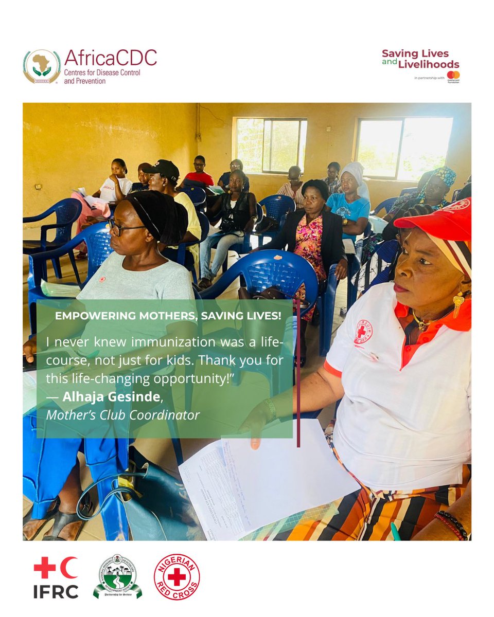 nrcs_ng's tweet image. 🎉 Empowering Mothers, Saving Lives!
The Nigerian Red Cross - Oyo State Branch recently trained Mother’s Club volunteers in Ibadan North & Ido on vaccine promotion, and community mobilization. Supported by @Mastercard Foundation, @AfricaCDC , and @IFRC.
"Volunteers now…