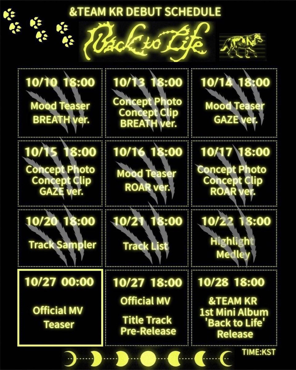 ☾⌁▷▷𝗕𝗮𝗰𝗸 𝘁𝗼 𝗟𝗶𝗳𝗲◁◁⌁☾
 🐺 𝟏𝟎/𝟐𝟕 𝟎𝟎:𝟎𝟎 (𝐊𝐒𝐓) 🌕
 ⋆.˚⚡︎𝗢𝗳𝗳𝗶𝗰𝗶𝗮𝗹 𝗠𝗩 𝗧𝗲𝗮𝘀𝗲𝗿⚡︎˚.⋆

  ⟡ ─ 𝗖𝗼𝗺𝗶𝗻𝗴 𝘀𝗼𝗼𝗻
      𝗼𝗻 𝗢𝗰𝘁𝗼𝗯𝗲𝗿 𝟮𝟴𝘁𝗵 ─ ⟡
感想をタグと一緒にpostしよう!

BACK TO LIFE MV TEASER
#BacktoLife #andTEAM
#앤팀