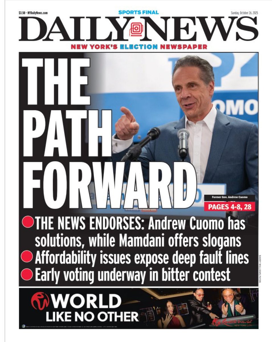 Thank you <a href="/NYDailyNews/">New York Daily News</a> for your endorsement.

New Yorkers, early voting is underway. Don’t sit out this election. Make your voice heard and your vote count. 

#VoteforCuomo

nydailynews.com/2025/10/26/the…