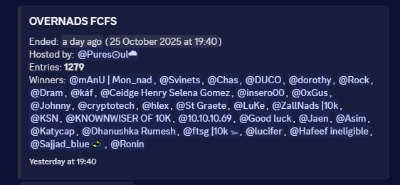 What an incredible experience with the <a href="/the10kSquad/">The 10k Squad (mainnet arc)</a>  10-10-10-10 Bonus Day event 💜
Loved the energy, the collab, and the creativity across all 8 projects!
WL secured + <a href="/overnads/">Overnads (mainnet arc)</a>  FCFS WL and a <a href="/luckymonkeyss/">Lucky Monkeys (prev. Monadians)</a>  Mainnet NFT win 🐒🔥
Huge shoutout to everyone who made it happen 🙌