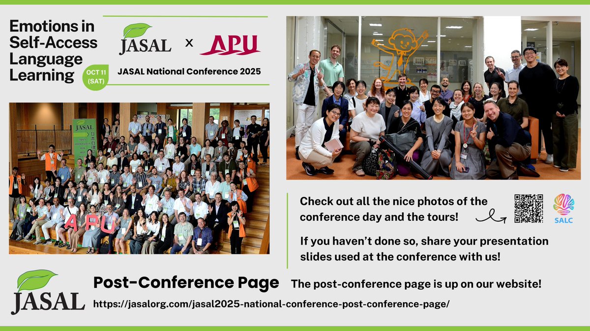 The post-conference page is up on our website! 
#jasal2025

jasalorg.com/jasal2025-nati…