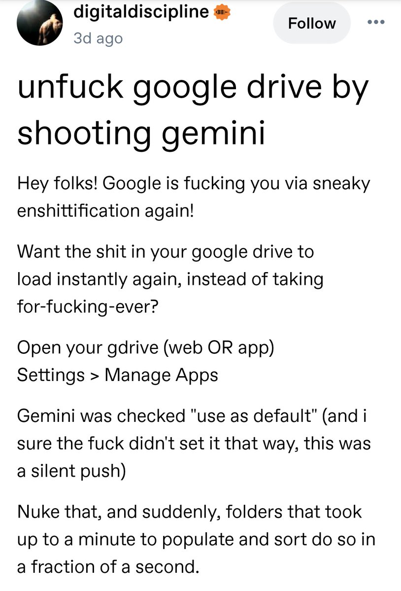 Boxfort 💖🔣 @ 🐀 (@the_boxfort) on Twitter photo I should post this on main too since I know a bunch of people don't really use tumblr
But for those who use Google Drive, make sure to turn Gemini off I should post this on main too since I know a bunch of people don't really use tumblr
But for those who use Google Drive, make sure to turn Gemini off