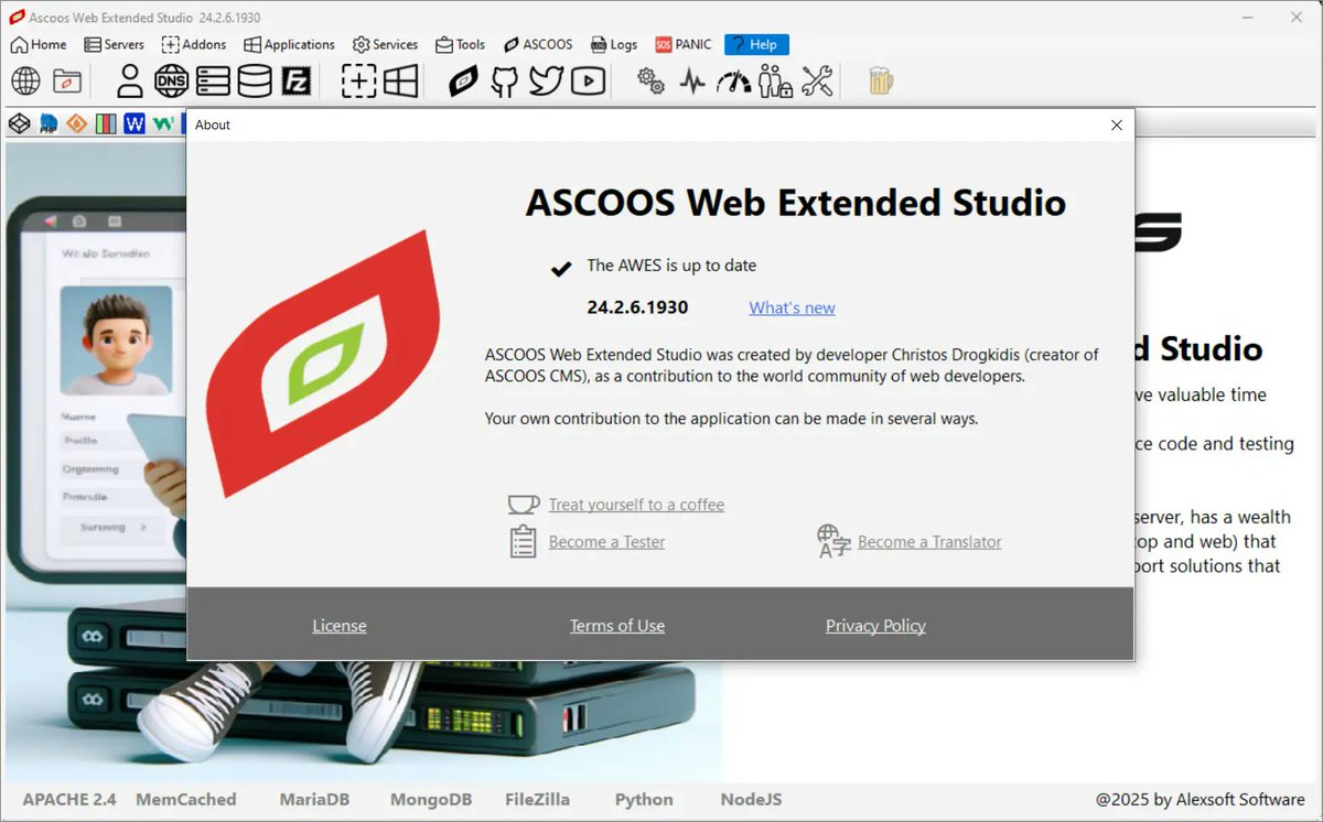 ascoos's tweet image. The Discussion section on SourceForge is now active!
Come join us and share your experiences with Ascoos Web Extended Studio.

👉 Visit the Discussion tab sourceforge.net/p/ascoos-web-e… and be part of the community.

#AWES #Apache #Python #WebDevelopment @MongoDB @mariadb @official_php