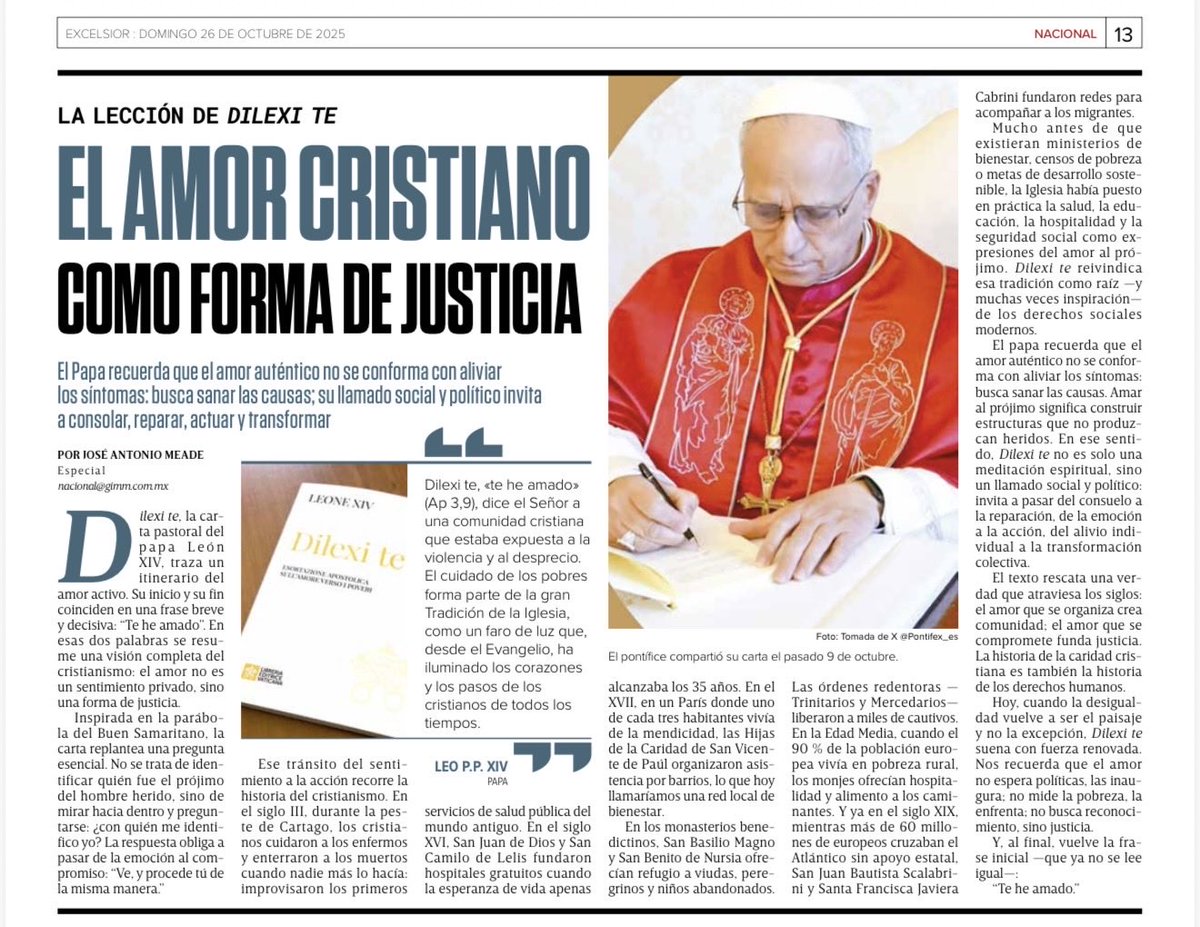 El Padre <a href="/edcorral/">Eduardo Corral</a> me pidió sumarme a <a href="/beltrandelrio/">Pascal</a> y al Cardenal Suárez Inda para hablar de Dilexi Te, la exhortación apostólica de Papá León XIV. 

Gracias al Arzobispo Alfonso Cortés.

Acá el vínculo de la plática.

youtube.com/live/Cb9qum-bQ…

También una reseña del texto.