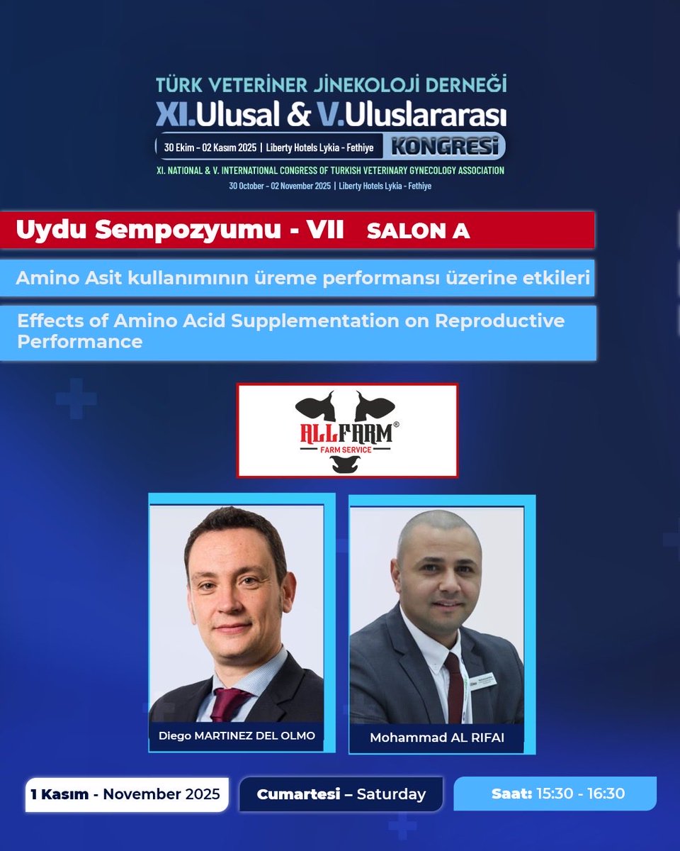 📢 ALLFARM Uydu Sempozyumu

🧬 Amino Asit Kullanımının Üreme Performansı Üzerine Etkileri

🔗 tvjd2025.org
 
#TVJD2025