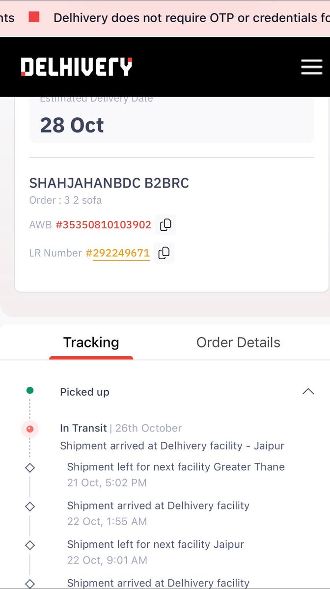 gypsymedico's tweet photo. Extremely disappointed with @amazonIN and @DelhiveryCare. My sofa delivery was due on 25th Oct, still no sign of it. Customer care gives no clear answers, just vague replies. Please resolve this ASAP! https://t.co/MfaQYkMFNo