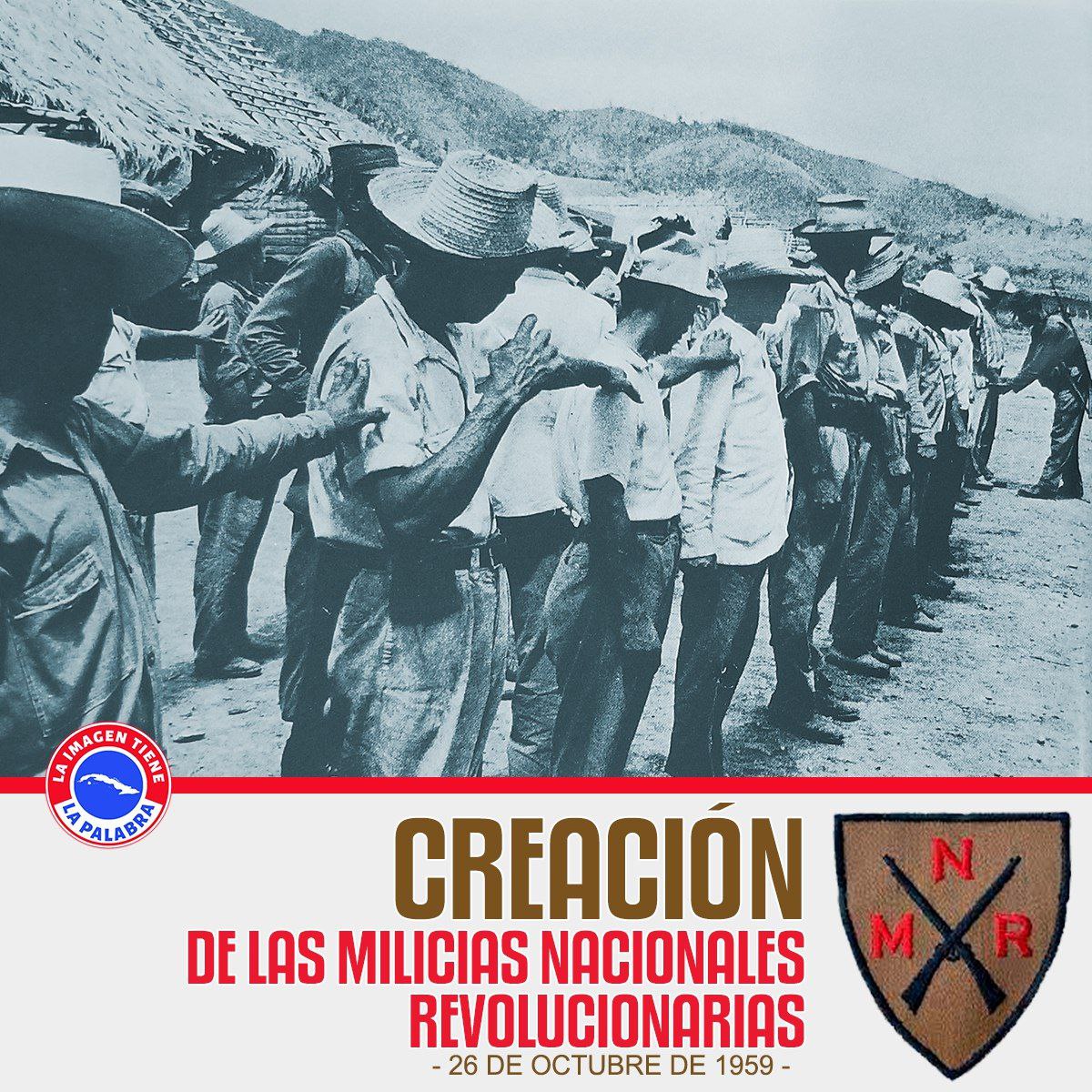 El 26 de octubre de 1959,  el Comandante en Jefe Fidel Castro Ruz anuncia la creación de las Milicias Nacionales Revolucionarias (MNR). #CubaViveEnSuHistoris #CiegodeAvila <a href="/MinfarC/">Minfar_Cuba</a> <a href="/minint_cuba/">MININT_CUBA</a> <a href="/DeZurdaTeam_/">DeZurdaTeam 📳</a>