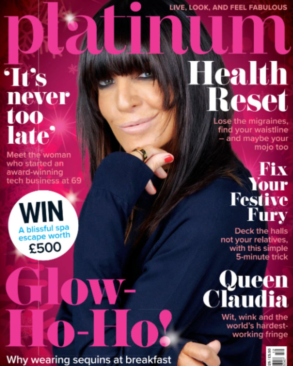 PlatinumMagUK's tweet photo. Our latest issue is out now! 

This month, we take a look at British TV sweetheart Claudia Winkleman's wit, charm and understated appeal 🌟

PLUS we're offering the chance for you to win an eco-spa break worth £500! ⁠ 

Shop the issue now: https://t.co/fp7mWaK6Jy https://t.co/gPyRbhIj74