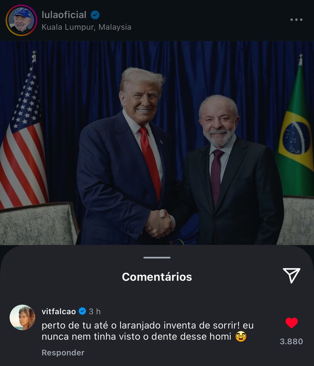 oanavitlovers's tweet photo. a vitória no post do lula 😂😂😂 https://t.co/0SaS54tNsN