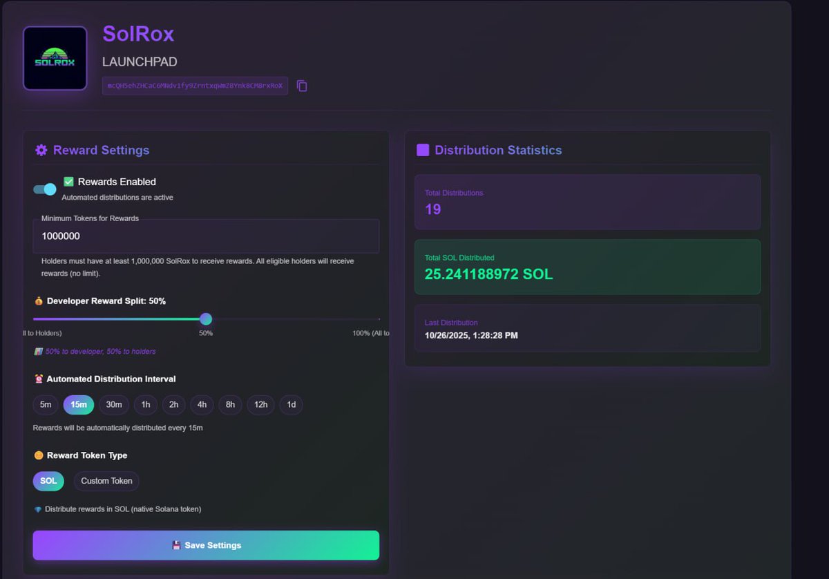 Over 25 sol in rewards distributed so far from $SOLROX. Not a bad start for these guys! Nice new #Launchpad, cheap set up costs. User friendly. What more could we want? Well done @solrox_fun

mcQH5ehZHCaC6MNdv1fy9ZrntxqWmZBYnk8CM8rxRoX

#crypto #solana #token2022