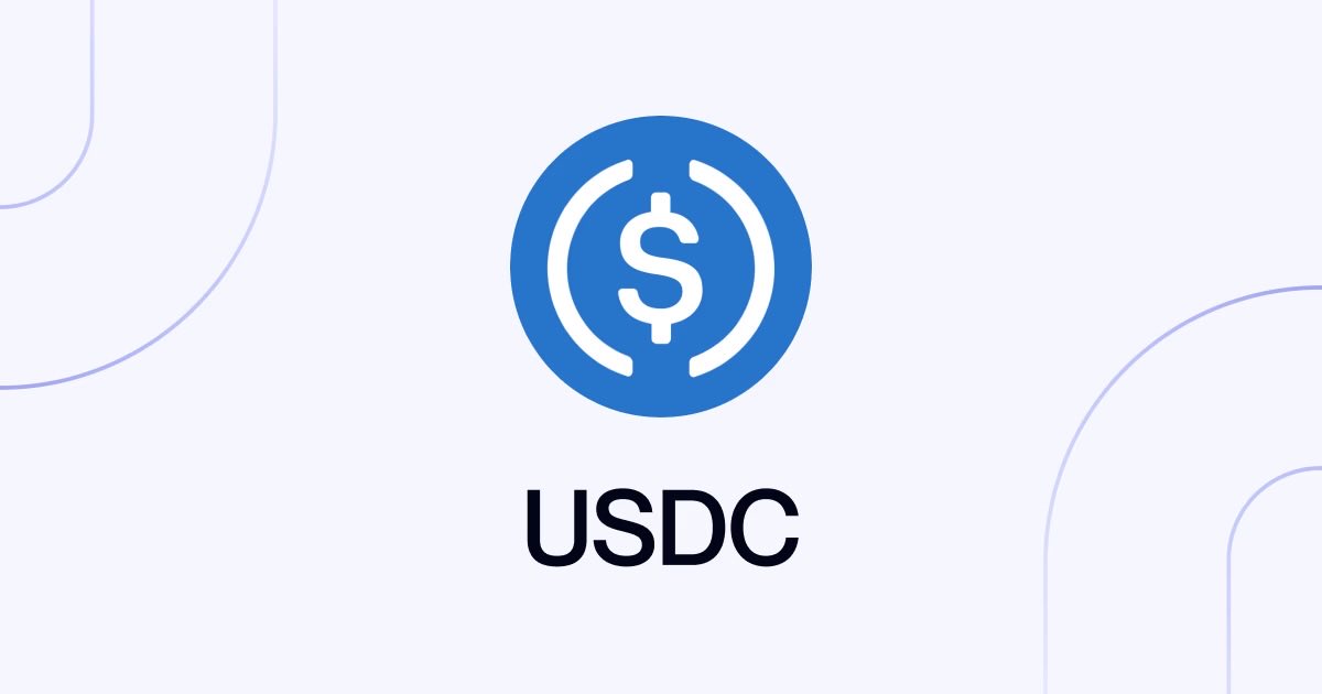 USDC logo on blue background