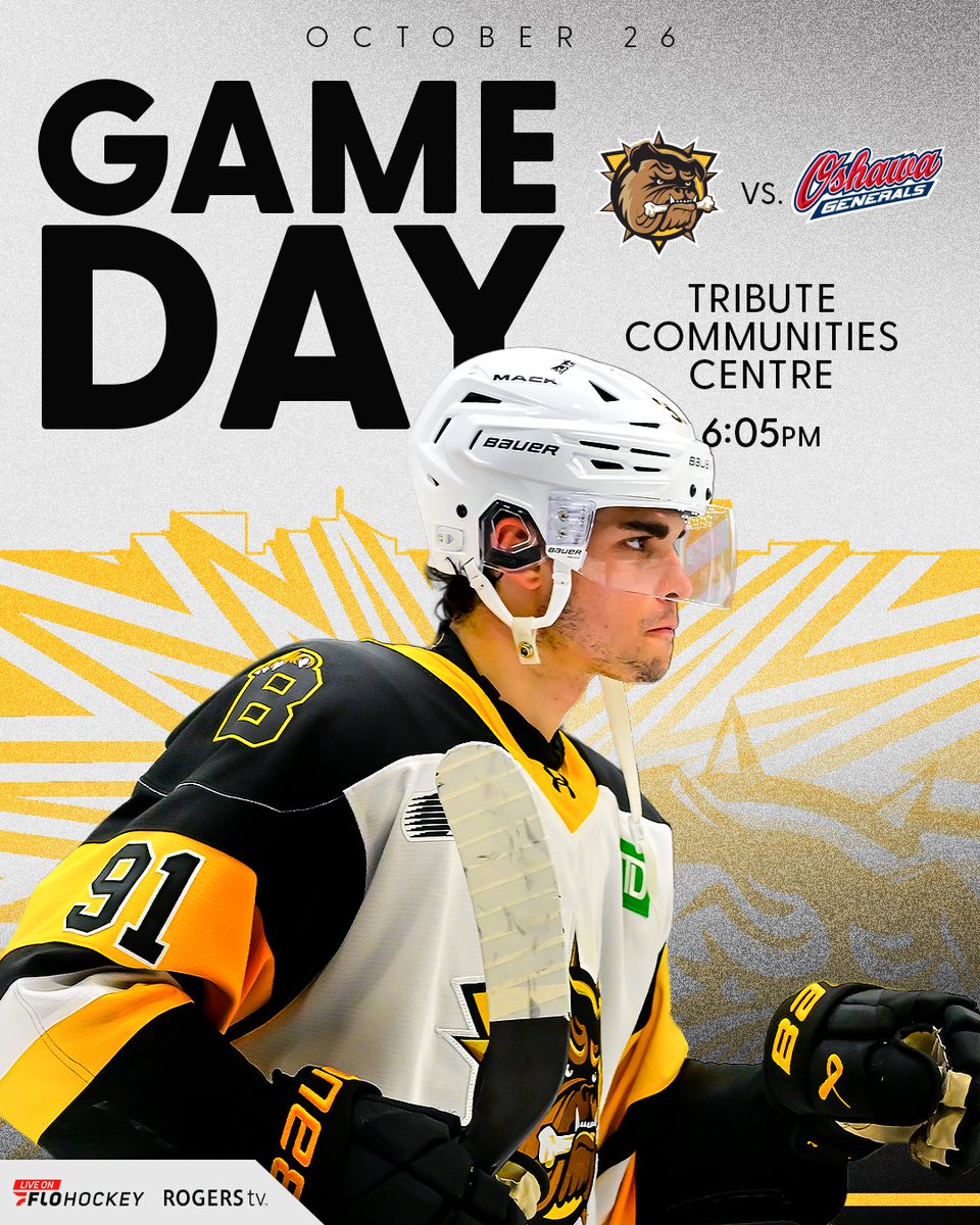 BulldogsOHL's tweet photo. Wrapping up the weekend in Oshawa tonight!
🆚 @Oshawa_Generals
📺 Rogers tv 368/430
💻 @FloHockey
📻 Bulldogs Audio Network presented by @BigSteelBox https://t.co/7xh9qJl3W9