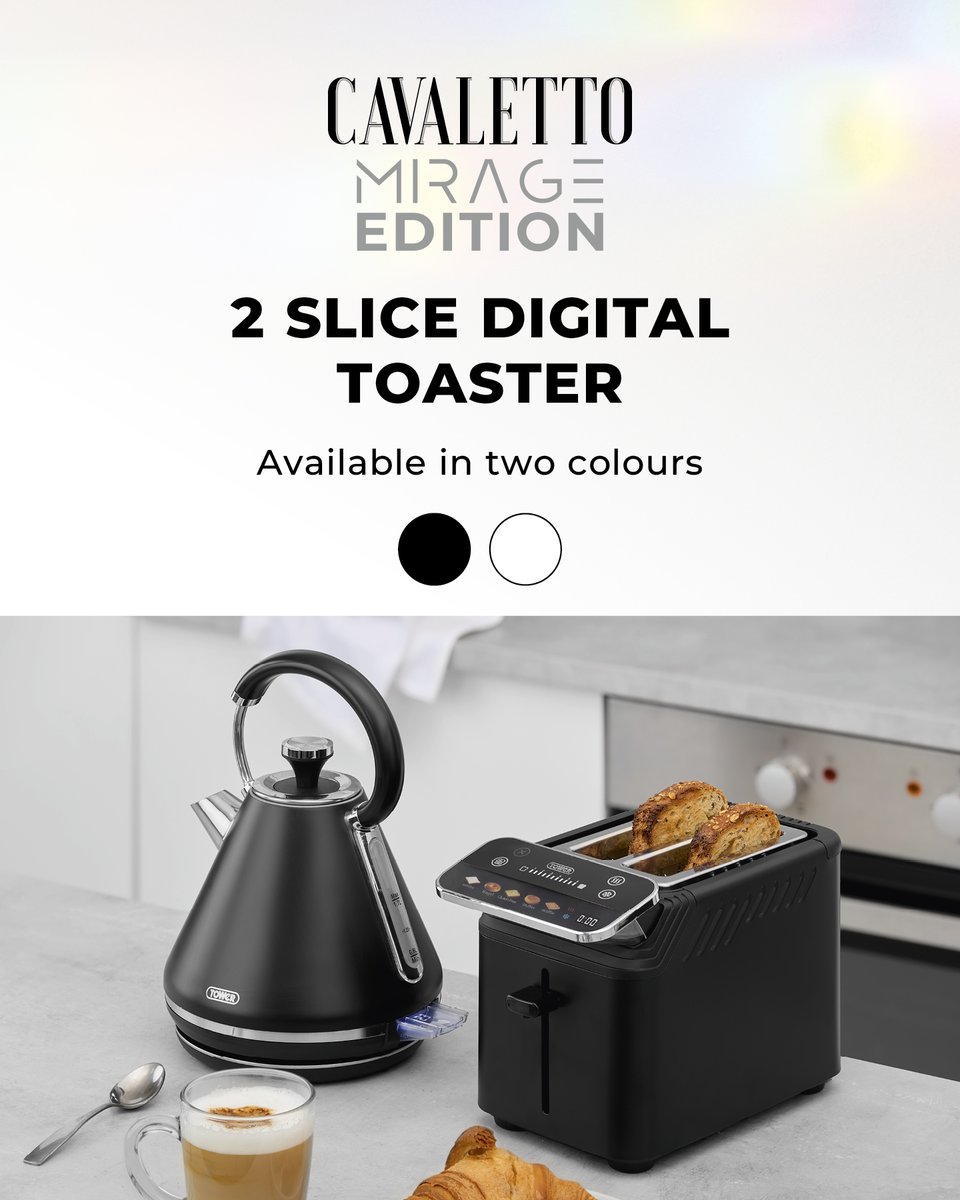 TowerHousewares's tweet image. Introducing the Cavaletto Mirage Collection ✨Featuring the 2 Slice Digital Toaster with 5 presets and the 1.7L Digital Kettle with variable temperature control.☕🍞

Shop here: brnw.ch/21wWWBQ

#TowerHousewares #digitaltoaster #digitalkettle