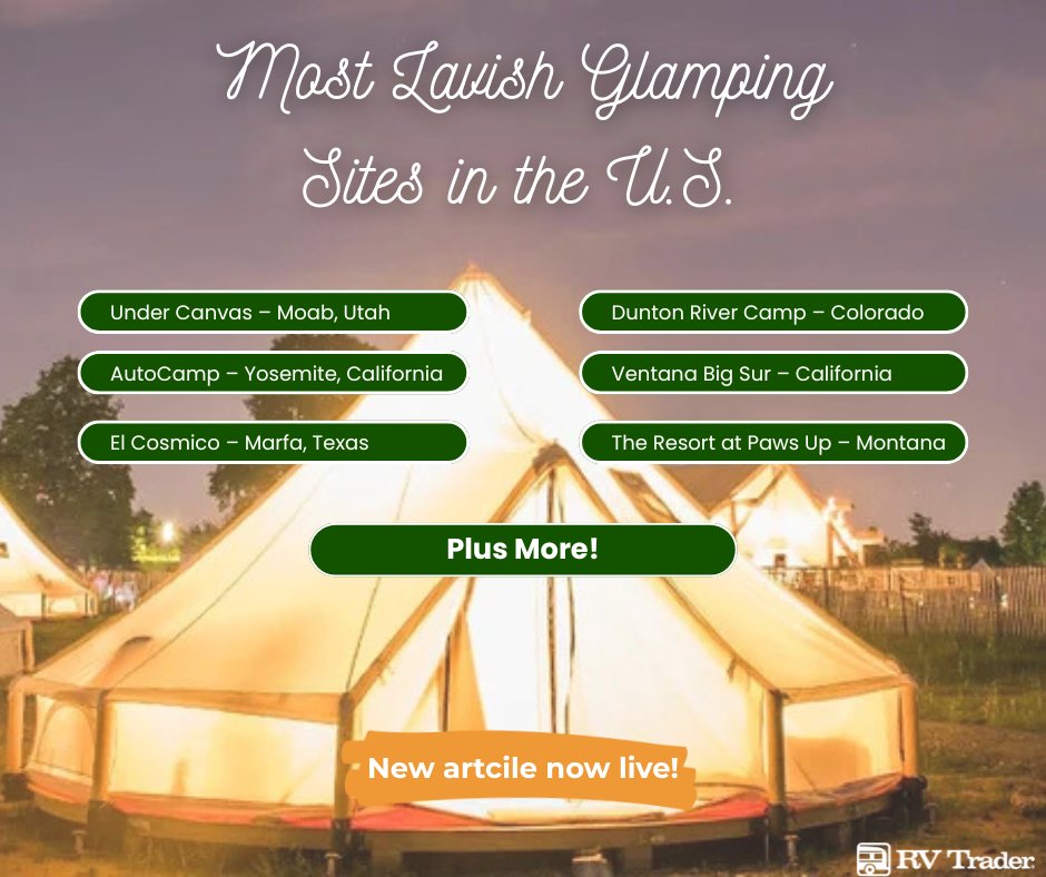 RVTrder's tweet image. For travelers who love the outdoors but appreciate comfort and style, glamping offers the best of both worlds. 🏕️✨ Explore some of the most luxurious and innovative glamping destinations across the U.S. 👉 brnw.ch/21wWWBV

#RVTrader #BuySellResearch #Glamping