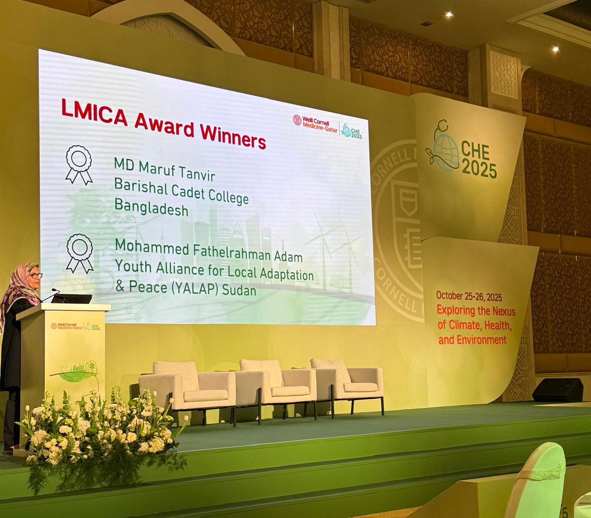 We’re celebrating our overseas abstract award winners who travelled from Sudan and Bangladesh to join us at the conference! 

 Mohammed Ahmed Adam – “Youth Evidence on Climate, Environment, and Health Risks in the Middle East and North Africa.”
 Tanvir Manuf – “Impact of Urban
