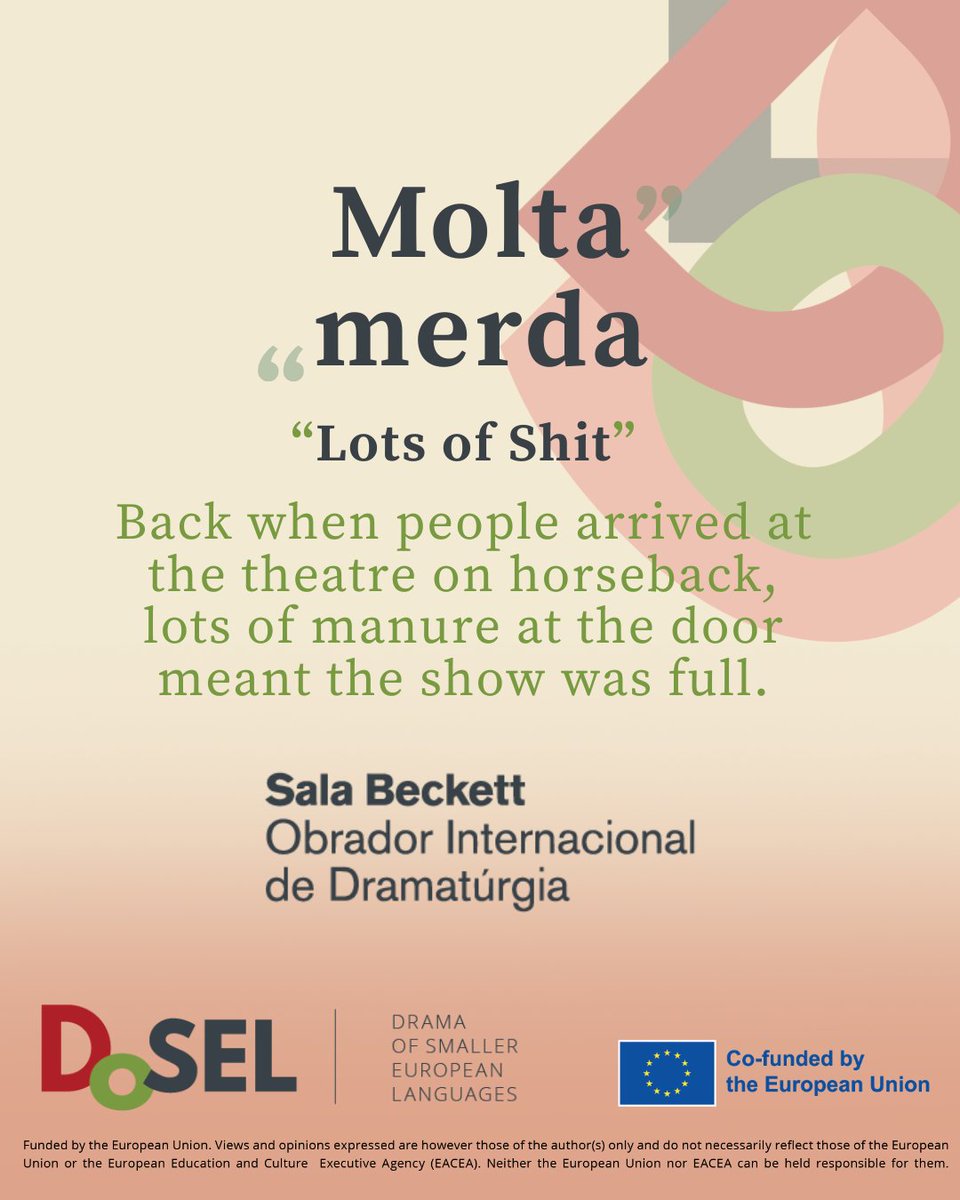 🎭 𝐓𝐡𝐞𝐚𝐭𝐫𝐞 𝐒𝐚𝐲𝐢𝐧𝐠𝐬 🎭

<a href="/salabeckett/">Sala Beckett</a> shared a Catalan tradition with us: saying “Molta merda”, wishing for a packed theatre. 🐎
This echoes the Basque good-luck saying we shared earlier - traditions and lucky charms really do reach across languages and borders!