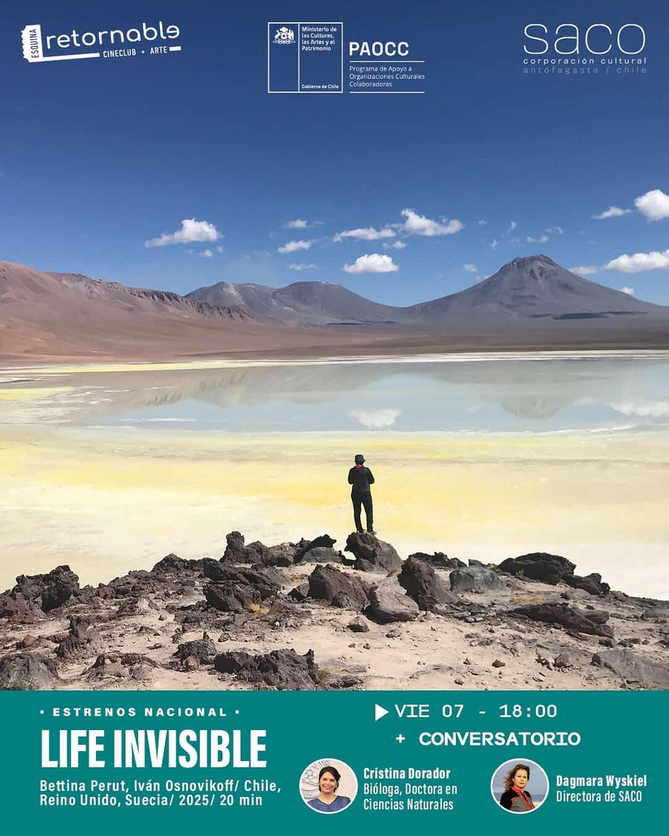 Cristina Dorador Ortiz 🦩 (@criordor) on Twitter photo Atención #Antofagasta ✨️ Este 7 de noviembre se exhibirá el documental Life invisible en la ciudad. No se lo pierdan, nos vemos 😊🩷
esquinaretornable.cl/premiado-docum… Atención #Antofagasta ✨️ Este 7 de noviembre se exhibirá el documental Life invisible en la ciudad. No se lo pierdan, nos vemos 😊🩷
esquinaretornable.cl/premiado-docum…
