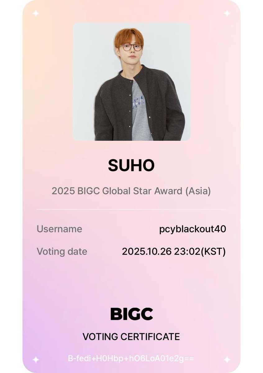 Dropping the remaining gems. Let’s do this for our precious SUHO💙💙

#OneVOTEforSUHO
#VoteSUHOinBIGC
#GlobalStarAwardSUHO
#SUHO