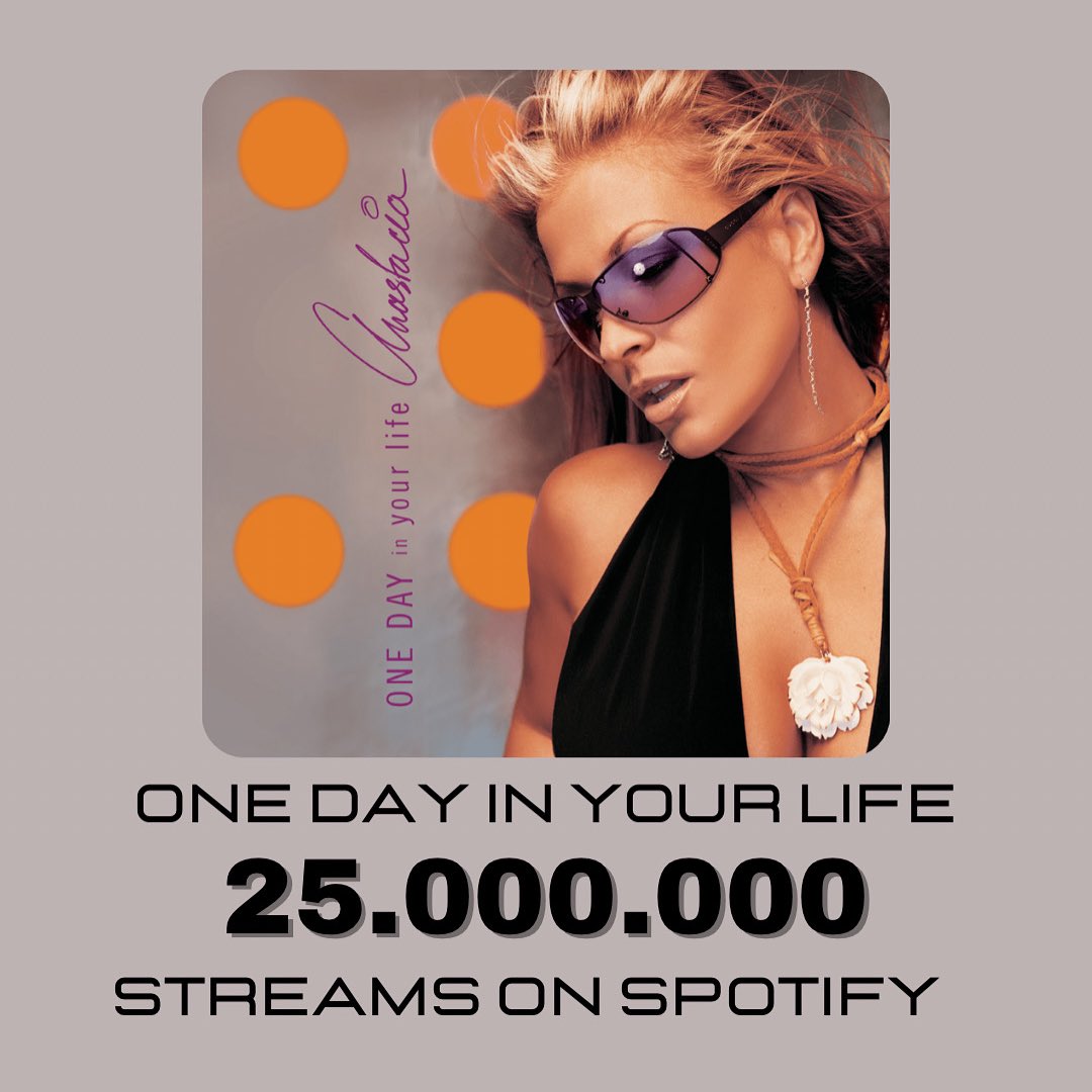 “One day in your life “ becomes Anastacia’s 6th song to reach 25 million streams on Spotify.