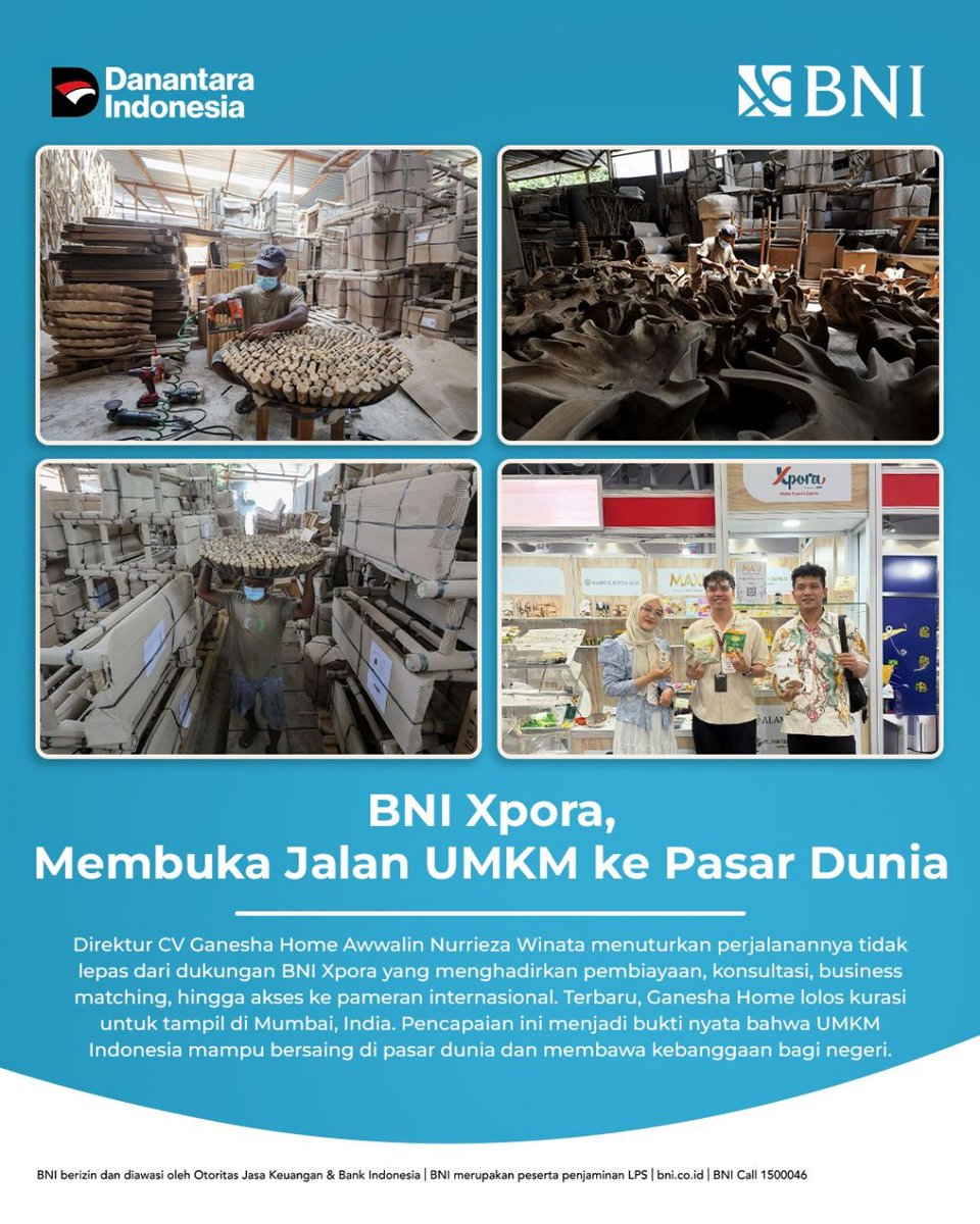 jambihadir's tweet photo. BNI terus dorong UKM go global lewat Xpora! 🌍
Salah satunya Ganesha Home dari Klaten, yang kini tembus pasar dunia.
Dukungan tepat + semangat wirausaha = UKM Indonesia siap bersaing! 💪

#BNIXPORA #BNI46 https://t.co/jvPM0OmE9J