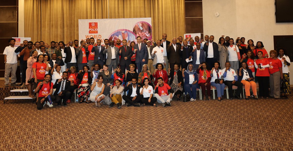 Participamos en Conmemoración del Día Mundial contra la Polio, organizada conjuntamente por el Comité Nacional PolioPlus (NPPC) de Etiopía, en colaboración con los Clubes Rotarios de Etiopía y socios de la Iniciativa Mundial para la Erradicación de la Polio (GPEI). Grandes
