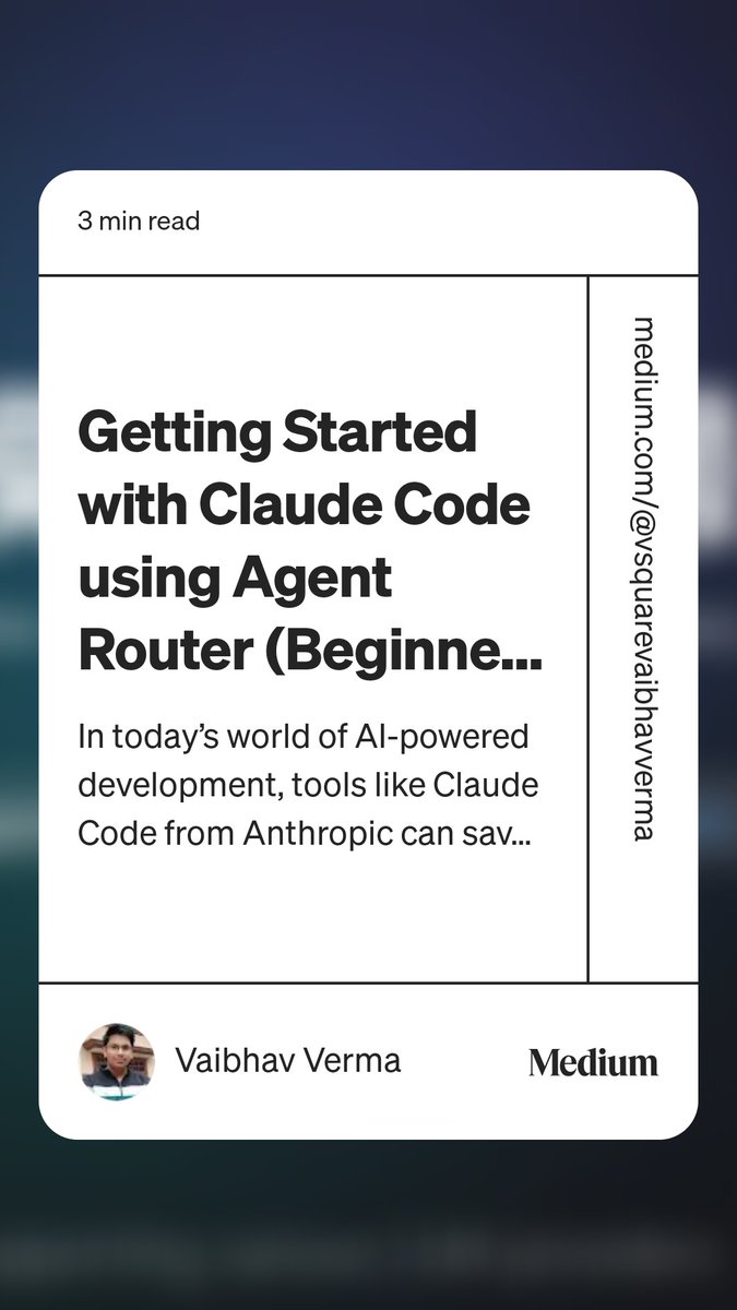 Vaibhav_1_verma's tweet image. Checkout my regular Articles, might helpful for you. 

medium.com/@vsquarevaibha…

#medium #article #mediumarticle #post #tech #claud #agentrouter