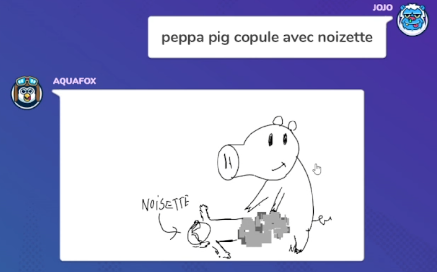 TNoizette_VT's tweet photo. @accueil Non mais voila comment on me maltraite au gartic phone mdrrr
Hihi en vrai c'est drôle https://t.co/WVDTCJawAF