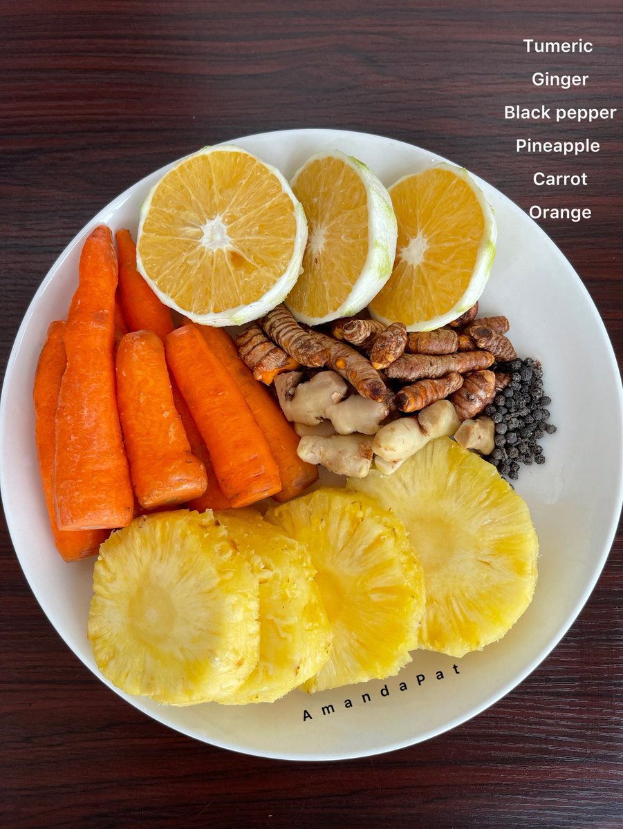 NMasculine7's tweet image. Once you start eating:

-Garlic 
-Ginger 
-Spinach 
-Pineapple 
-Apple 
-Lemon 
-Cucumber 
-Tumeric 
-Celery 
-Cabbage 
-Cloves
-Mango 
-Eggs
-Coconut 
-Carrot 

And spending time in the sun, exercising and cutting out toxins, almost all of your health issues will disappear.…