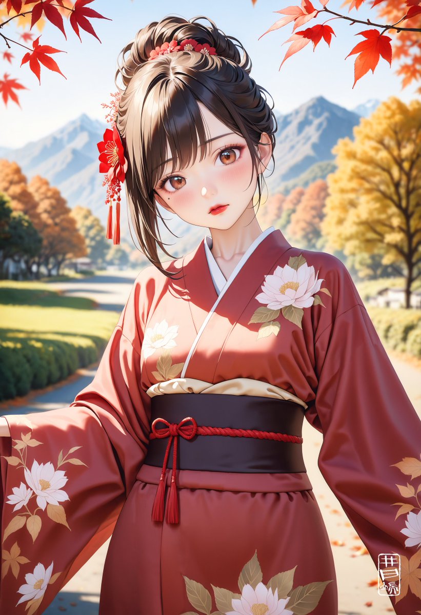 KapooonAIillust's tweet image. 紅葉シーズン🍁

久しぶりの着物美人（井戸端会議）
#AIイラスト #StableDiffusionXL
⏰6:30