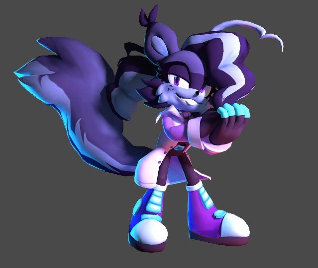 While I've been Sonic-maxxing I made a render of the 3D model I made of my OC, Dr Fritz.