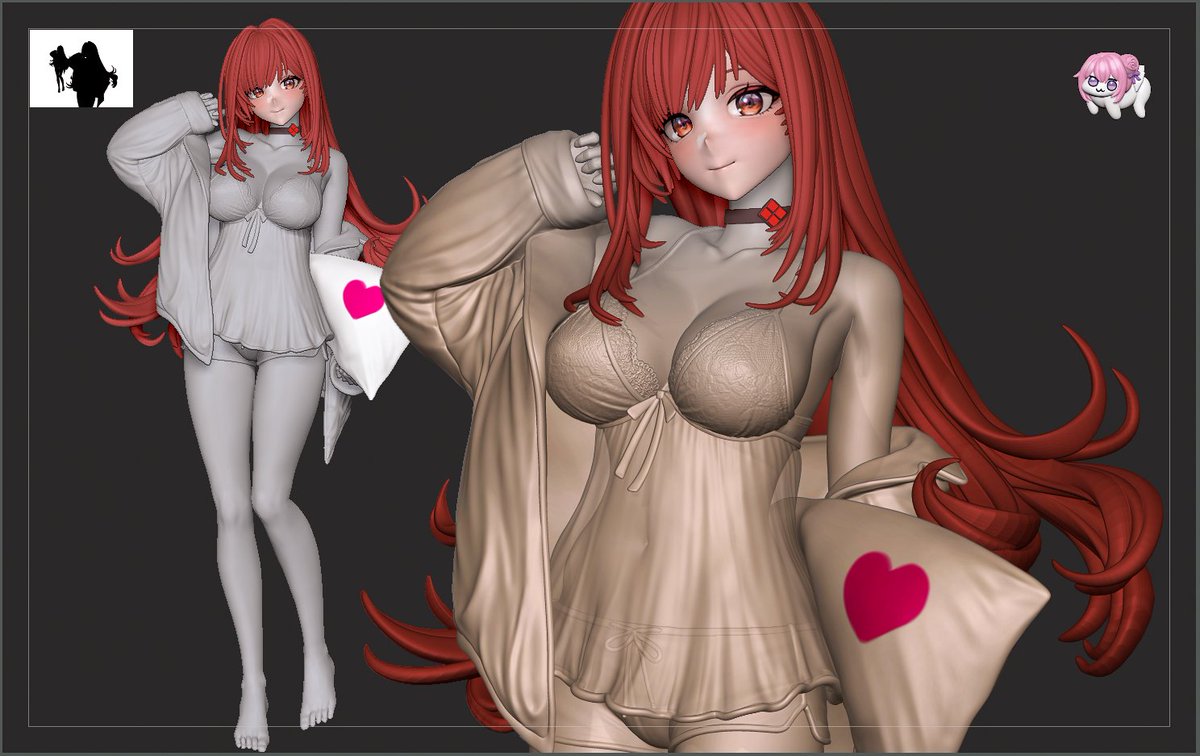 髪をディテールにのせて彩色して早く戻ってきます~