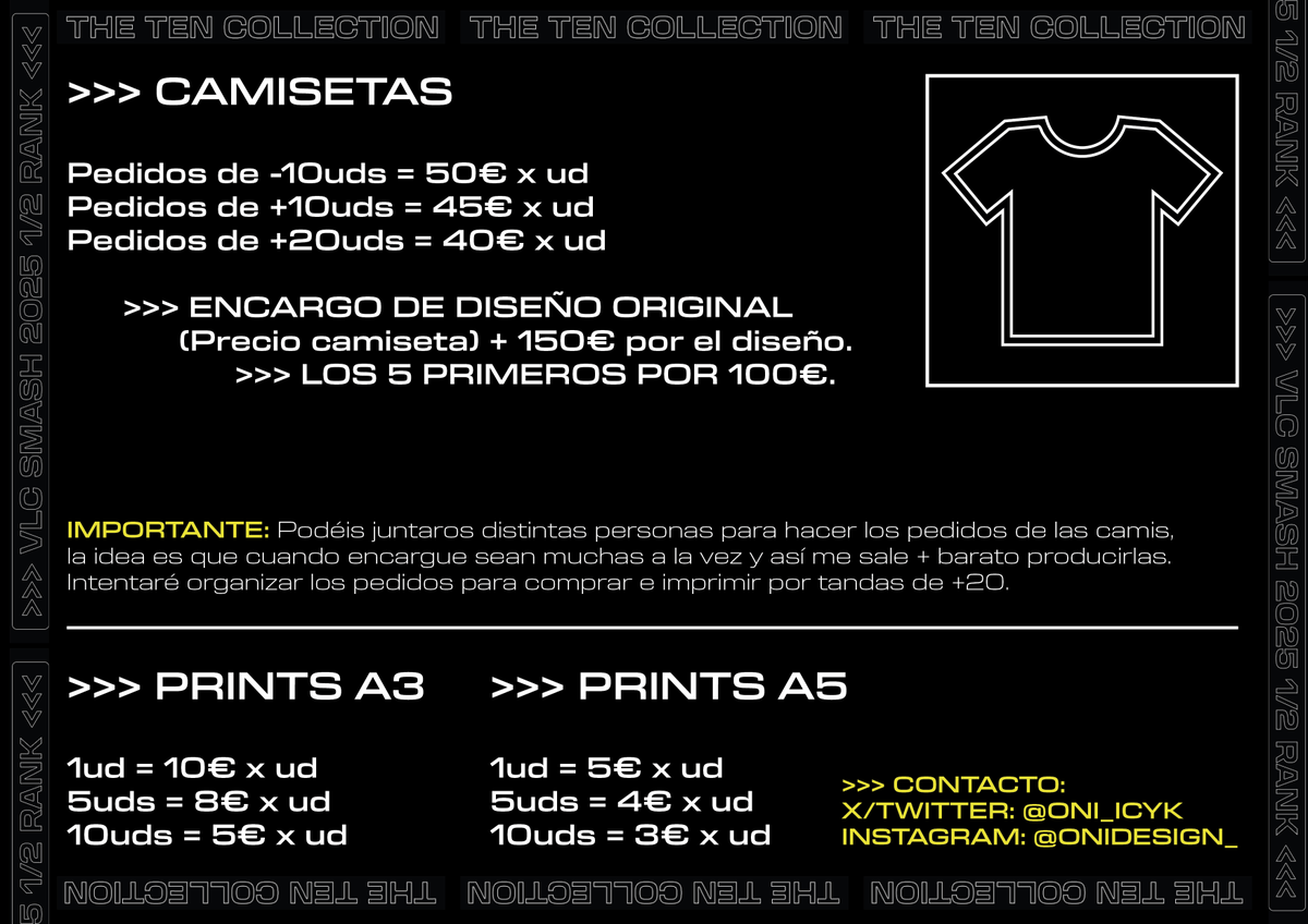 Si os ha interesado alguno de los diseños, estos se podrán comprar :) os dejamos una ficha con precios y un formulario para hacer pedidos.

Para alguna duda específica o encargar algo concreto escribidle a <a href="/Oni_IcyK/">Onł</a> 

ENLACE PARA PEDIDOS
>>> forms.gle/8bmfinqHevLCri…