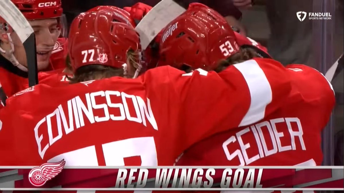 Pray for Alex DeBrincat during his goal celebration.  He was swallowed up by the giant european children (Kasper, Eddy, Seider)