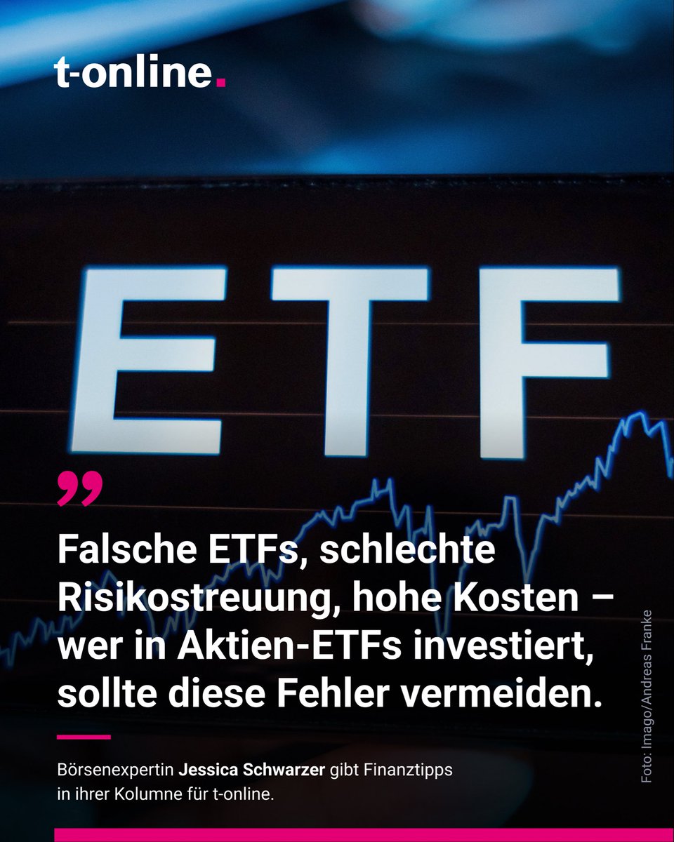 Eigentlich sind #ETFs das perfekte Instrument für den langfristigen #Vermögensaufbau. Ein paar Fehlern sollen wir dabei aber verhindern. Mehr dazu in meiner Kolumne auf  <a href="/tonline/">t-online</a> : tinyurl.com/3hpbf2v6 
#investieren #anlegen