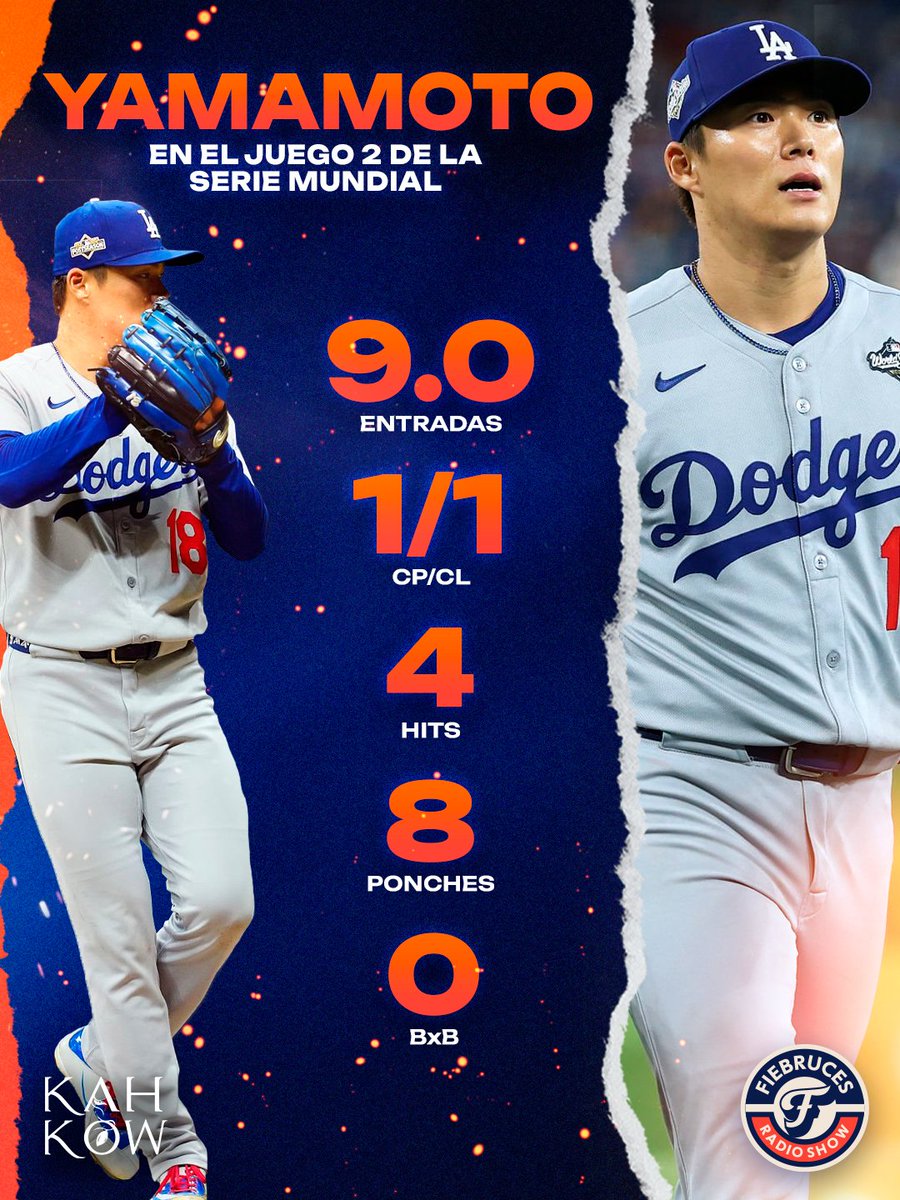 fiebrucesrs's tweet image. ¡Lo de anoche de Yamamoto fue algo entre  lo inimaginable y los sublime  cuando de pitcheo se habla!
Segundo partido completo en esta postemporada🔥
#WorldSeries x #FiebrucesRS