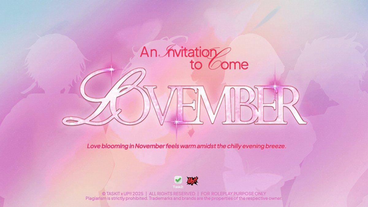 UPROARbase's tweet image. ㅤ
The air feels a little warmer… ♡
Task IT × UPR0AR!! are on their way with 𝐋𝐎𝐕𝐄𝐌𝐁𝐄𝐑 — let’s fall in love this November! ✧⁠♡⁠(⁠&amp;gt;⁠ᴗ⁠&amp;lt;⁠)⁠♡⁠✧
Soon . . . ⏳💞
ㅤ