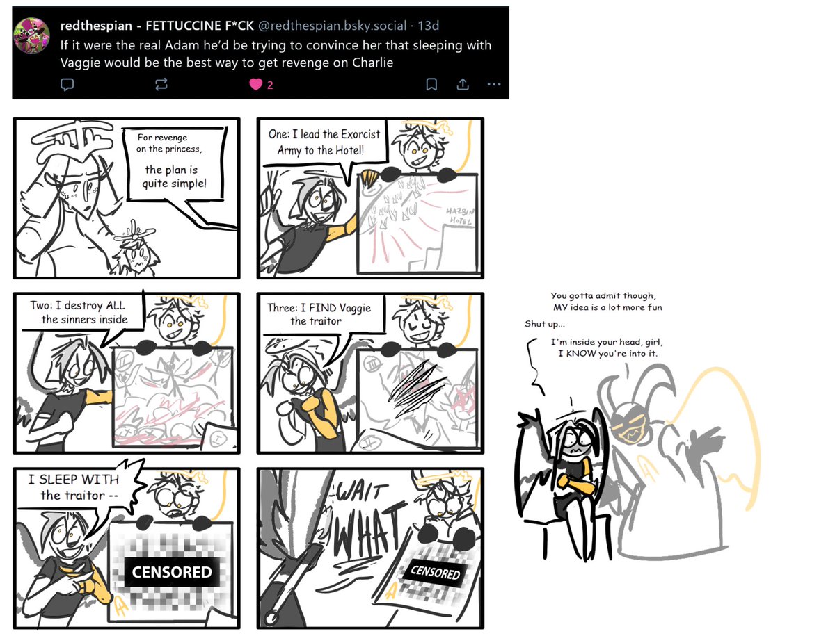 Lute (and Adam) 's battle plan
#Lute #HazbinHotel #Luggie (adjacent)
3 days