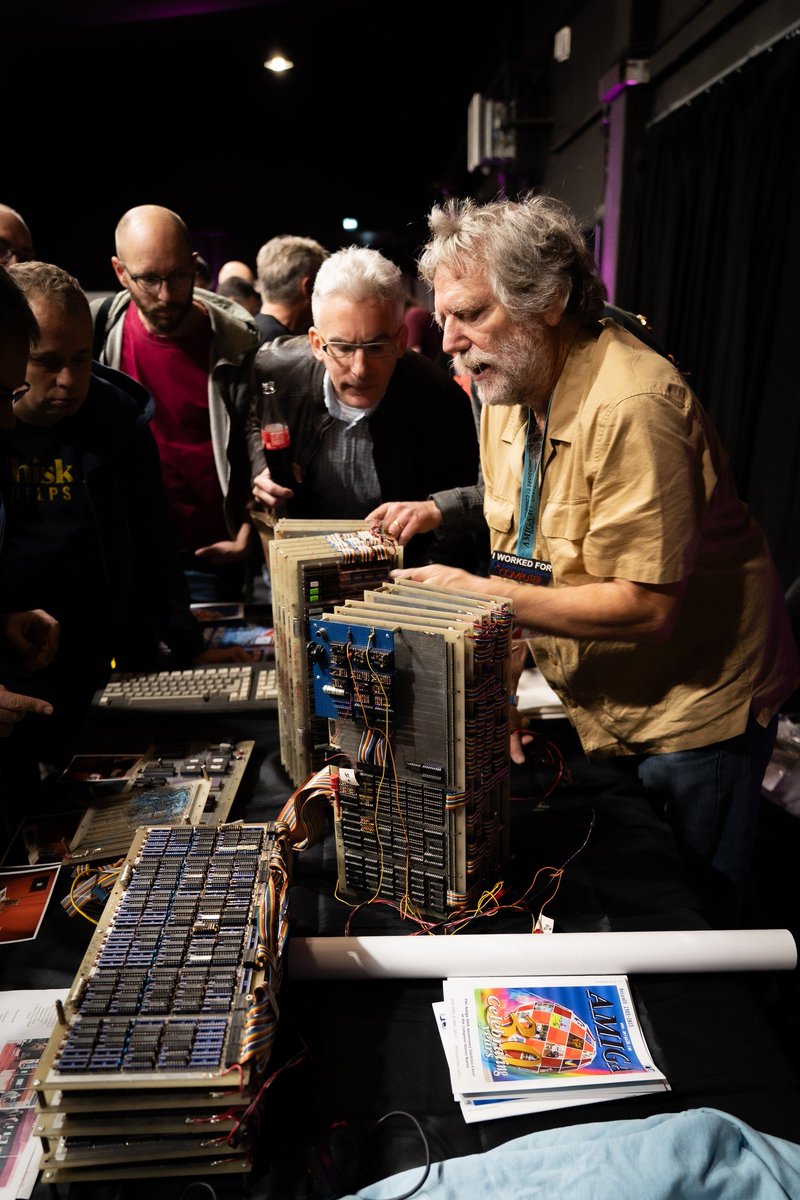 furan's tweet photo. Amiga used stacked protoboard "towers" to prototype the custom chips - mostly a combination of 74xx TTL and PAL.

Photo credit: Martin Becker https://t.co/ngADfq1Y2b