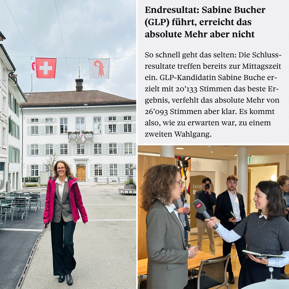Wow👏. Platz 1 für unsere Sabine Bucher (GLP) nach dem 1. Wahlgang  bei der Regierungs-Ersatzwahl heute in Baselland. Das ist grossartig. Und jetzt nochmals alles geben, Du schaffst das💪

#TeamSabine #TeamGLP