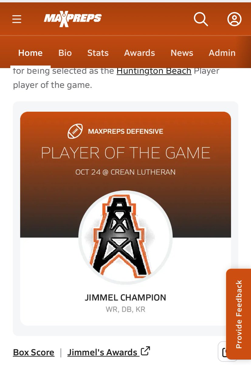 Locked in on both sides of the ball 🔒
Honored to be named Defensive Player of the Game vs Crean Lutheran 🏈
<a href="/BlairAngulo/">Blair Angulo</a> <a href="/247Sports/">247Sports</a> <a href="/Rivals/">Rivals</a> <a href="/adamgorney/">Adam Gorney</a> <a href="/PrepRedzoneCA/">Prep Redzone California</a> <a href="/BrandonHuffman/">Brandon Huffman</a>

📍Huntington Beach | Class of 2027
#MaxPreps #PlayerOfTheGame #WR #DB